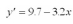 A regression line was calculated as   .The slope of this line is -3.2.
