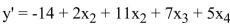 In a multiple regression model   if the value of   increases by 6 and the value of x3 decreases by 3, then the predicted value for y will A) increase by 87 B) decrease by 87 C) increase by 45 D) decrease by 45
