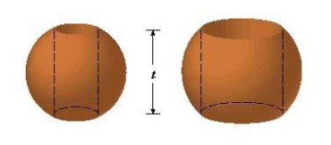 <strong>Suppose you make napkin rings by drilling holes with different diameters through two wooden balls (which also have different diameters). You discover that both napkin rings have the same height h as shown in the figure. Use cylindrical shells to compute the volume of a napkin ring created by drilling a hole with radius d through the center of a sphere of radius D and express the answer in terms of . </strong> A) B) C) D) E)