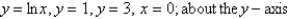 <strong>Find the volume of the solid obtained by rotating the region bounded by the given curves about the specified line. </strong> A) B) C) D) E)None