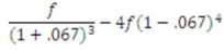 <strong>Calculate the final result to two decimal places, where f = $8.25 </strong> A) -15.22 B) - 18.22 C) 12.22 D) 15.22 E) 18.22