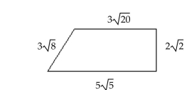  Find the area of the figure in radical form with the radicals simplified. -  A)   11 \sqrt { 10 }  B)   11 \sqrt { 2 }  C)   44 \sqrt { 10 }  D)   22 \sqrt { 10 }