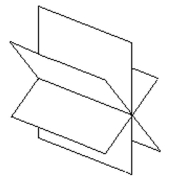<strong>Solve the problem. Three planes intersect as illustrated below. Is the system consistent, inconsistent, or dependent? </strong> A)inconsistent B)consistent, dependent C)consistent, not dependent