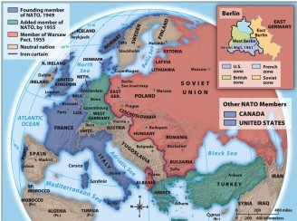 Map 24.1, The Cold War in Europe, 1945-1955, shows the descent of the Iron Curtain amid Cold War hostilities. Which of the following nations lay closest to the dividing line that separated Europe?   A)  France B)  Portugal C)  Poland D)  Hungary