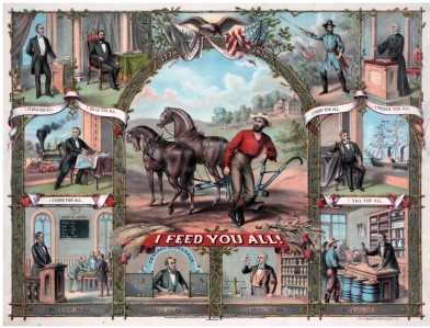 <strong>Which of the following activities of the Granger Movement from 1876 did the lithograph I Feed You All include? </strong> A) Nursing B) Teaching C) Cooking D) Brokering