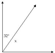 Find the unknown complementary or supplementary angle. -  A) 53° B) 48° C) 58° D) 68°