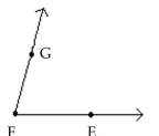  Identify the figure as a line, a ray, a line segment, or an angle. Then name the figure using the given points. -  A) line;ine;  \overleftrightarrow { \mathrm { GF } }  B) ray;ray;  \overrightarrow { \mathrm { FG } }  C) angle;gle;  \angle \mathrm { F }  D) line segmentt;  \overline { \mathrm { FE } }