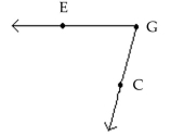  Identify the figure as a line, a ray, a line segment, or an angle. Then name the figure using the given points. -  A) angle;gle;  \angle C  B) angle;gle;  \angle E  C) angle;gle;  \angle \mathrm { G }  D) angle;gle;  \angle \mathrm { GEC }