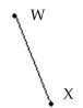  Identify the figure as a line, a ray, a line segment, or an angle. Then name the figure using the given points. -  A) angle;gle;  \angle X  B) line;ine;  \overleftrightarrow { \mathrm { XW } }  C) line segment;  \overline { \mathrm { XW } }  D) ray;ray;  \overrightarrow { \mathrm { xW } }
