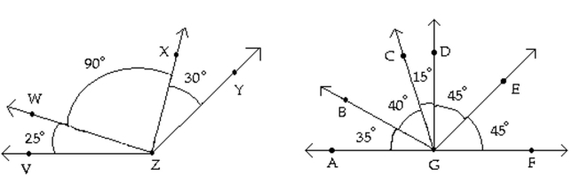  Find the measure of the angle.   - \angle B G D  A) 45° B) 55° C) 60° D) 65° 