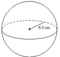 Find the unknown radius or diameter. -The radius of a sphere is 8.5 centimeters. Find its diameter.   A) 25.5 cm B) 17 cm C) 4.25 cm D) 2.55 cm