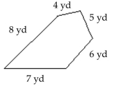 Find the perimeter of the figure. -  A) 23 yd B) 22 yd C) 24 yd D) 30 yd