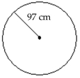  Find the circumference of the circle. -  Give the exact circumference. A) 48.5  \pi  cm B) 9409  \pi  cm C) 194  \pi  cm D) 97  \pi  cm 