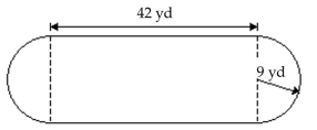 Solve. -Find the perimeter. Approximate the result to the nearest tenth using 3.14 for .   A) 98.5 yd B) 112.3 yd C) 176.5 yd D) 140.5 yd