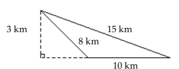 Find the area of the geometric figure. -  A) 22.5 sq km B) 15 sq km C) 30 sq km D) 12 sq km