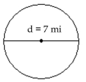  Find the area of the geometric figure. -  UseUse  \frac { 22 } { 7 } \text { for } \pi  A) 44 sq mi B)   38 \frac { 1 } { 2 } \mathrm { sq } \mathrm { mi }  C) 154 sq mi D) 22 sq mi 