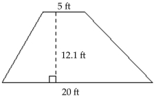 Find the area of the geometric figure. -Trapezoid   A) 151.25 sq ft B) 302.5 sq ft C) 242 sq ft D) 60.5 sq ft