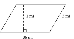Find the area of the geometric figure. -Parallelogram   A) 108 sq mi B) 360 sq mi C) 36 sq mi D) 39 sq mi