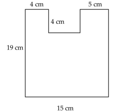Find the area of the geometric figure. -  A) 61 sq cm B) 265 sq cm C) 269 sq cm D) 261 sq cm