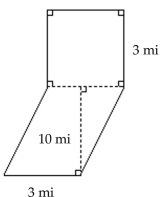 Find the area of the geometric figure. -  A) 39 sq mi B) 60 sq mi C) 48 sq mi D) 18 sq mi