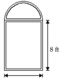 Solve. -Find the area of the window. Round to the nearest tenth.   3 ft A) 26.4 sq ft B) 31.1 sq ft C) 38.1 sq ft D) 52.3 sq ft