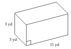  Find the volume of the solid. Use. Use  \frac { 22 } { 7 } \text { for } \pi .  -  A) 33 cu yd B) 363 cu yd C) 17 cu yd D) 99 cu yd 