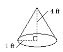  Find the volume of the solid. Use. Use  \frac { 22 } { 7 } \text { for } \pi .  -   Use  \frac { 22 } { 7 } \text { for } \pi  A)   4 \frac { 4 } { 21 } \mathrm { cu }  \mathrm { ft }  B)   8 \frac { 8 } { 21 } \mathrm { cu } \mathrm { ft }  C)   1 \frac { 1 } { 21 } \mathrm { cu }  \mathrm { ft }  D)   12 \frac { 4 } { 7 } \mathrm { cu }  \mathrm { ft }