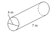  Find the volume of the solid. Use. Use  \frac { 22 } { 7 } \text { for } \pi .  -  A) 88 cu m B) 352 cu m C) 308 cu m D)   88 \frac { 1 } { 7 } \mathrm { cu }  \mathrm { m }