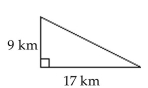 Find the unknown length in the right triangle. If necessary, approximate the length to the nearest thousandth. -  A) 185 km B) 13 km C) 370 km D) 19.235 km