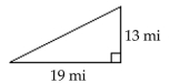 Find the unknown length in the right triangle. If necessary, approximate the length to the nearest thousandth. -  A) 265 mi B) 16 mi C) 530 mi D) 23.022 mi