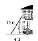 Solve. Round to the nearest tenth. -A 12-foot ladder is leaning against a house with the base of the ladder 4 feet from the house. How high up the house does the ladder reach? If necessary, round to the nearest tenth foot.   A) 11.3 ft B) 11.8 ft C) 12.6 ft D) 8 ft