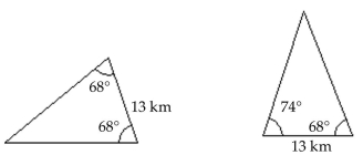 Determine whether the pair of triangles is congruent. -  A) not congruent B) congruent