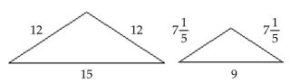  Find the ratio of the corresponding sides of the given similar triangles. Write the ratio in simplest form. -  A)   \frac { 4 } { 5 }  B)   \frac { 5 } { 4 }  C)   \frac { 5 } { 3 }  D)   \frac { 12 } { 5 }