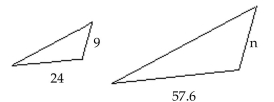 Given that the pair of triangles is similar, find the length of the side labeled n. -  A) 3.75 B) 216 C) 0.375 D) 21.6