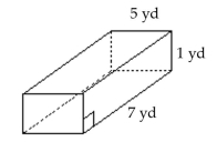  Find the volume of the solid. For the cylinder, usee cylinder, use  \pi \approx \frac { 22 } { 7 }  -  A) 13 cu yd B) 35 cu yd C) 105 cu yd D) 5 cu yd 