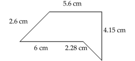 Solve. -Find the perimeter of the figure below.   A) 15.23 cm B) 7.85 cm C) 13.25 cm D) 20.63 cm
