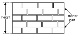 Solve. -A wall in Alex and Carla Dinu's garden is to be built using brick that isrick that is  3 \frac { 1 } { 4 }  inches wide and a mortar joint that is  \frac { 5 } { 8 }  inch wide. Use inch wide. Use the diagram to find the height of the wall.   A)   19 \frac { 3 } { 8 } \mathrm { in } .  B)   18 \frac { 3 } { 8 } \mathrm { in }  C)   18 \frac { 3 } { 4 } \mathrm { in }  D)   19 \frac { 3 } { 4 } \mathrm { in }