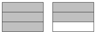  Write the shaded area in the figure as a mixed number and as an improper fraction. -  A)   1 \frac { 5 } { 6 } ; \frac { 5 } { 3 }  B)   5 \frac { 1 } { 3 } ; \frac { 5 } { 3 }  C)   2 \frac { 2 } { 3 } ; \frac { 5 } { 3 }  D)   1 \frac { 2 } { 3 } ; \frac { 5 } { 3 }
