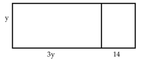  Solve the problem. -Write an expression for the area of the larger rectangle below in two different ways.   A)   y ( 3 y + 14 )  ; 3 y ^ { 2 } + 14 y  B)   3 y ( y + 14 )  ; 3 y ^ { 2 } + 42 y  C)   14 ( 3 y + y )  ; 56 y  D)   2 y ( 6 y + 28 )  ; 12 y ^ { 2 } + 56 y