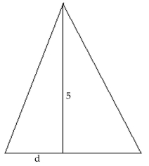  Solve. -A tent has the dimensions shown in feet. Find d so that the pitch of the left side of the tent roof iss  \frac { 5 } { 4 }    A) 5 feet B)   1 \frac { 1 } { 4 }  fee feet C) 4 feet D)   \frac { 1 } { 4 }  feet fee 