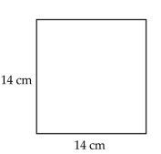 Find the area of the rectangle. -  A) 191 sq cm B) 392 sq cm C) 56 sq cm D) 196 sq cm