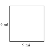 Find the area of the rectangle. -  A) 84 sq mi B) 77 sq mi C) 36 sq mi D) 81 sq mi