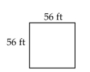 Find the area of the rectangle. -  A) 6272 sq ft B) 224 sq ft C) 3136 sq ft D) 112 sq ft