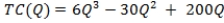 Suppose that the market for painting services is perfectly competitive. Painting companies are identical and have long-run cost functions given by    .  a. Derive the marginal and average cost curves for a firm in this industry. b. Find the quantity at which average total cost is minimized for each firm.