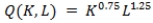 MRTS<sub>LK</sub> decreases as the firm substitutes labor for capital along the isoquant for all production functions below EXCEPT: A)    . B)    . C)    . D)    .