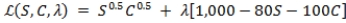 <strong>Suppose that Maria cares only about shoes and clothes. Her utility function is U = S<sup>0.5</sup>C<sup>0.5</sup>, where S is the number of pairs of shoes and C is the number of clothing items that she owns. The price of shoes is $80, and the price of clothes is $100. Suppose that Maria must have 1,000 units of utility and wants to achieve this level of utility with the lowest possible expenditure. How can Maria's expenditure minimization problem be expressed as a Lagrangian equation?</strong> A)   B)   C)   D)   <div style=padding-top: 35px> 