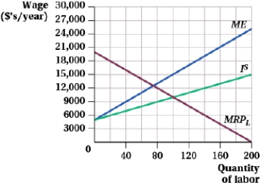 (Figure: Minimum Wage I) Explain and graphically illustrate how the passage of a minimum wage would affect this market.  