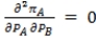 In a Bertrand competition, with differentiated goods in a market structure of two firms, firm A's first-order condition can be expressed as: A)    . B)    . C)    . D)    .
