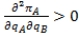 In a Cournot market structure with two firms, firm A's second-order condition sufficient for maximization is: A)    0. B)    0. C)    . D)    .