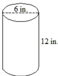Find the surface area and volume.     A) SA = 226.08 square inches, V = 1356.48 cubic inches B) SA = 339.12 square inches, V = 678.24 cubic inches C) SA = 282.6 square inches, V = 339.12 cubic inches D) SA = 678.24 square inches, V = 1356.48 cubic inches